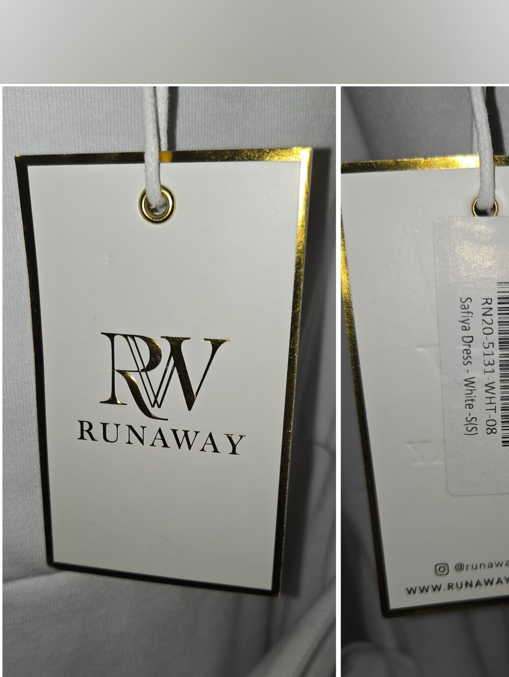 NWT Runaway The Label Safiya White Square Neck Long Sleeve Side Tie Mini Dress U - Picture 10 of 10